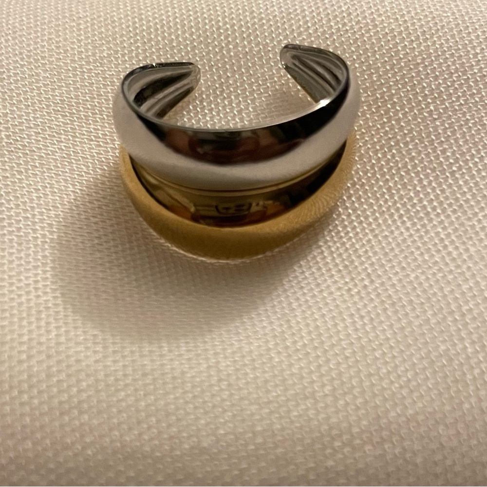Delicate Two-Tone Gold & Silver Open Ring | 18K Gold-Plated - Picture 8 of 10